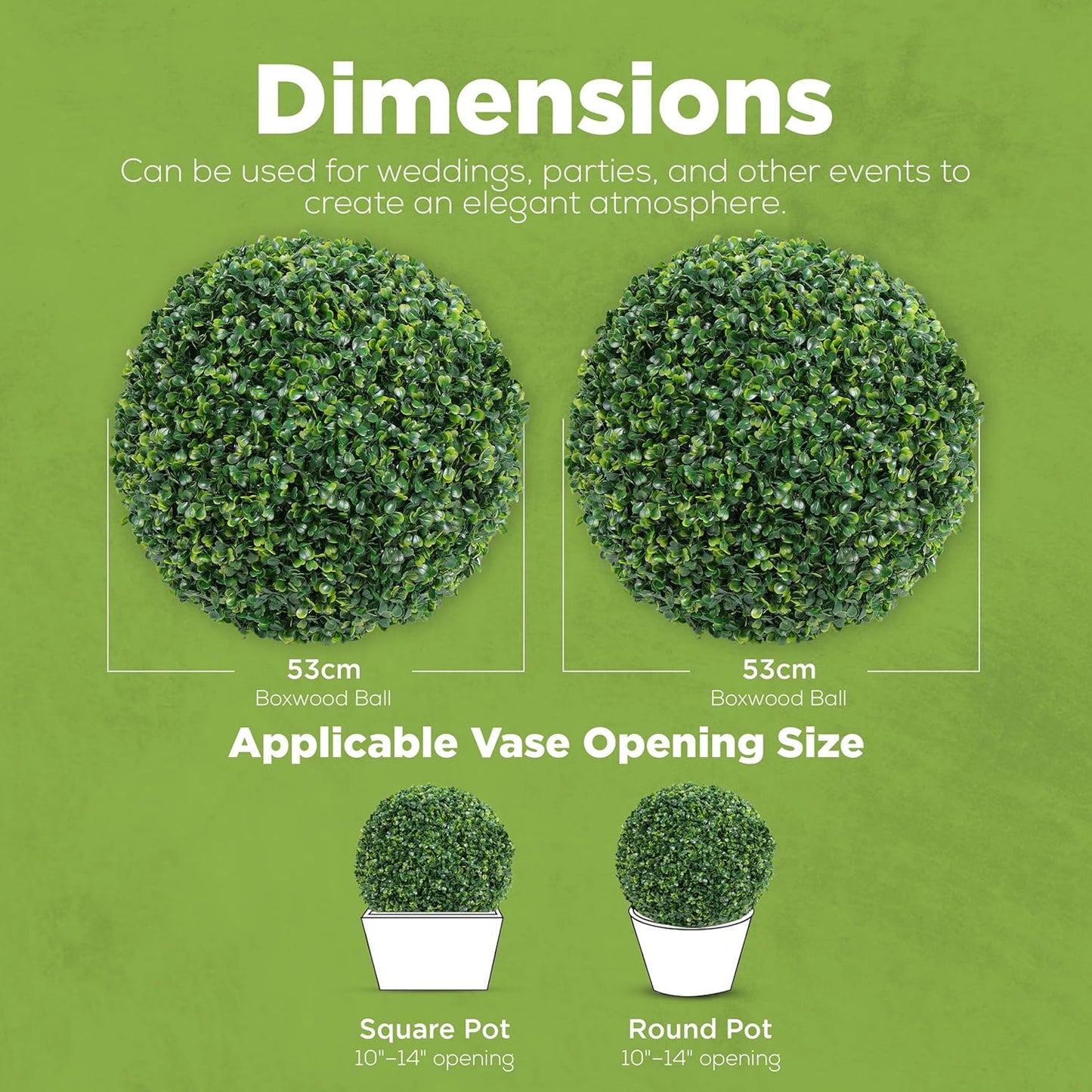 DRAY Premium 20.87" Faux Boxwood Balls – Set of 2 Artificial Topiary Spheres for Outdoor & Indoor Use – Realistic, UV-Resistant, Weatherproof Decorative Greenery – Check Measurements