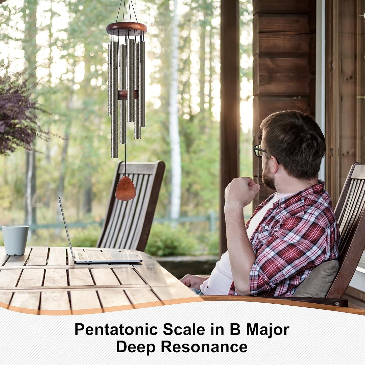 Large Aluminium Wind Chimes 37 Inches to Create a Zen Atmosphere Suitable for Outdoor, Garden, Patio Decoration. Classic Wind Chimes with Wind Catcher Suitable as A Gift for Unisex(Copper)