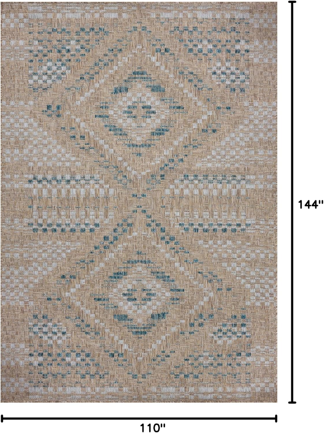 Loloi Amber Lewis Topanga Collection TOP-04 Natural/Aqua 9'-2" x 12'-0" Indoor/Outdoor Area Rug
