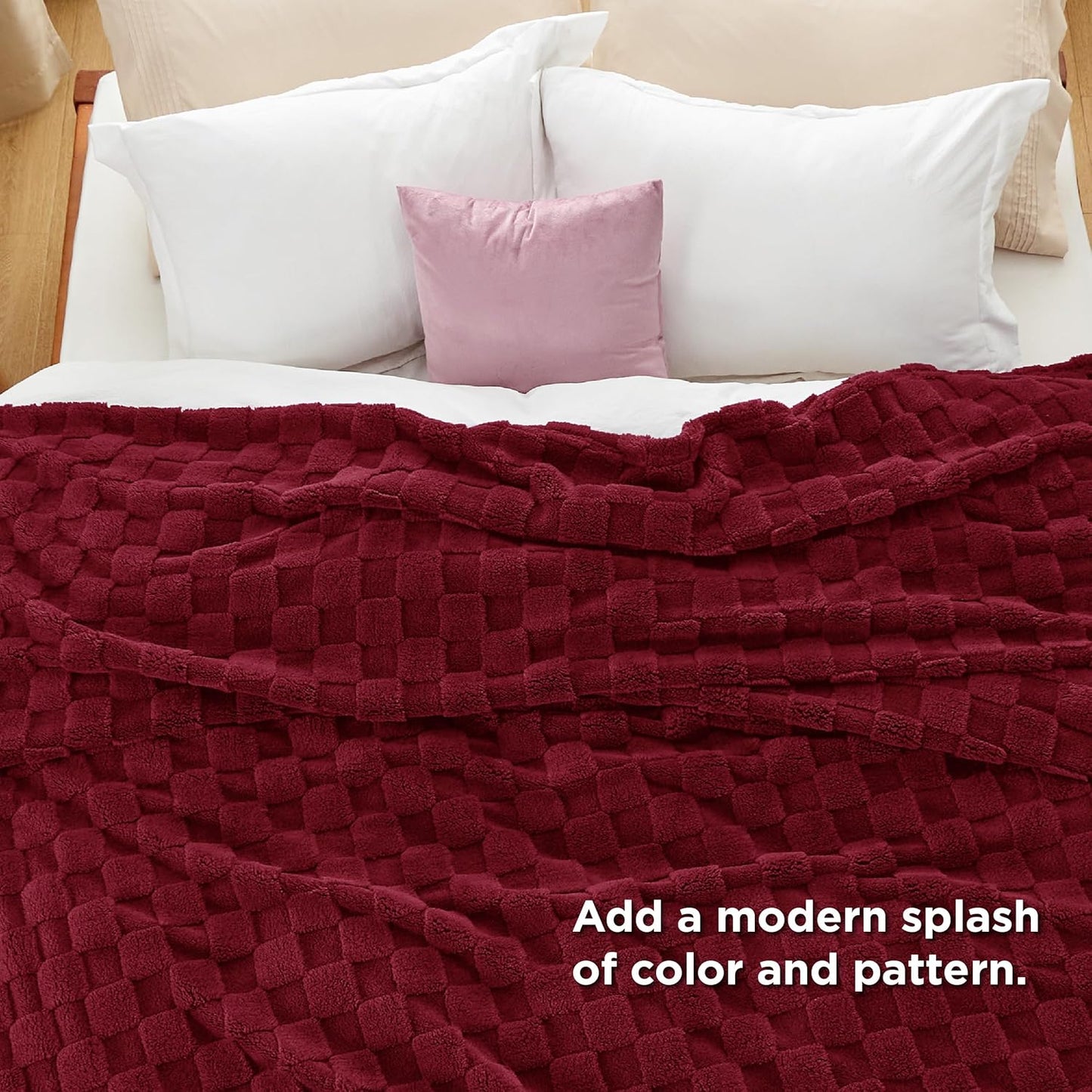 Bedsure GentleSoft Blankets Queen Size for Bed - Super Soft Cozy Blanket for Women Men Girls, Large Fuzzy Fleece Throw for Bedroom Decor, Red, 90x90 Inches