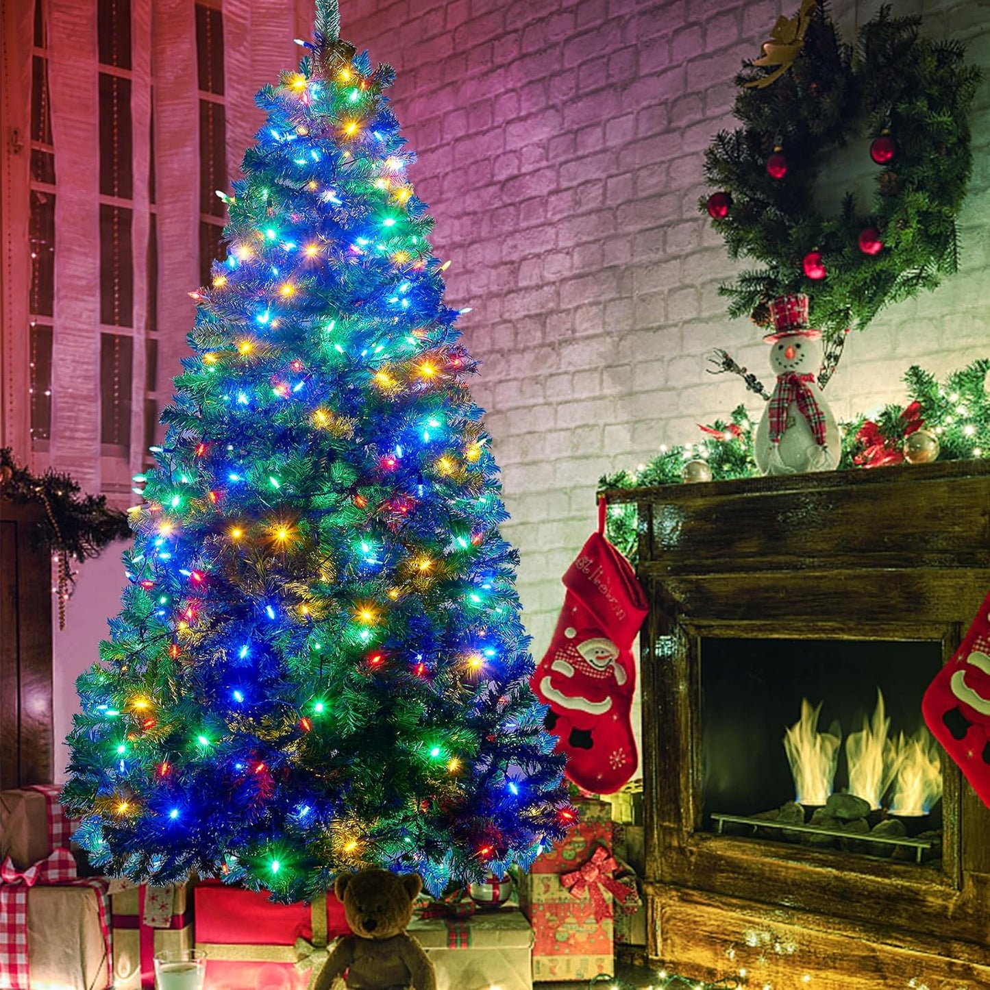 Joliyoou 2 Packs Total 100 LEDs 32ft Multicolored Christmas String Lights, Battery Operated Christmas Mini String Lights with 8 Lighting Modes, Indoor Outdoor LED Xmas Fairy String Lights with Timer