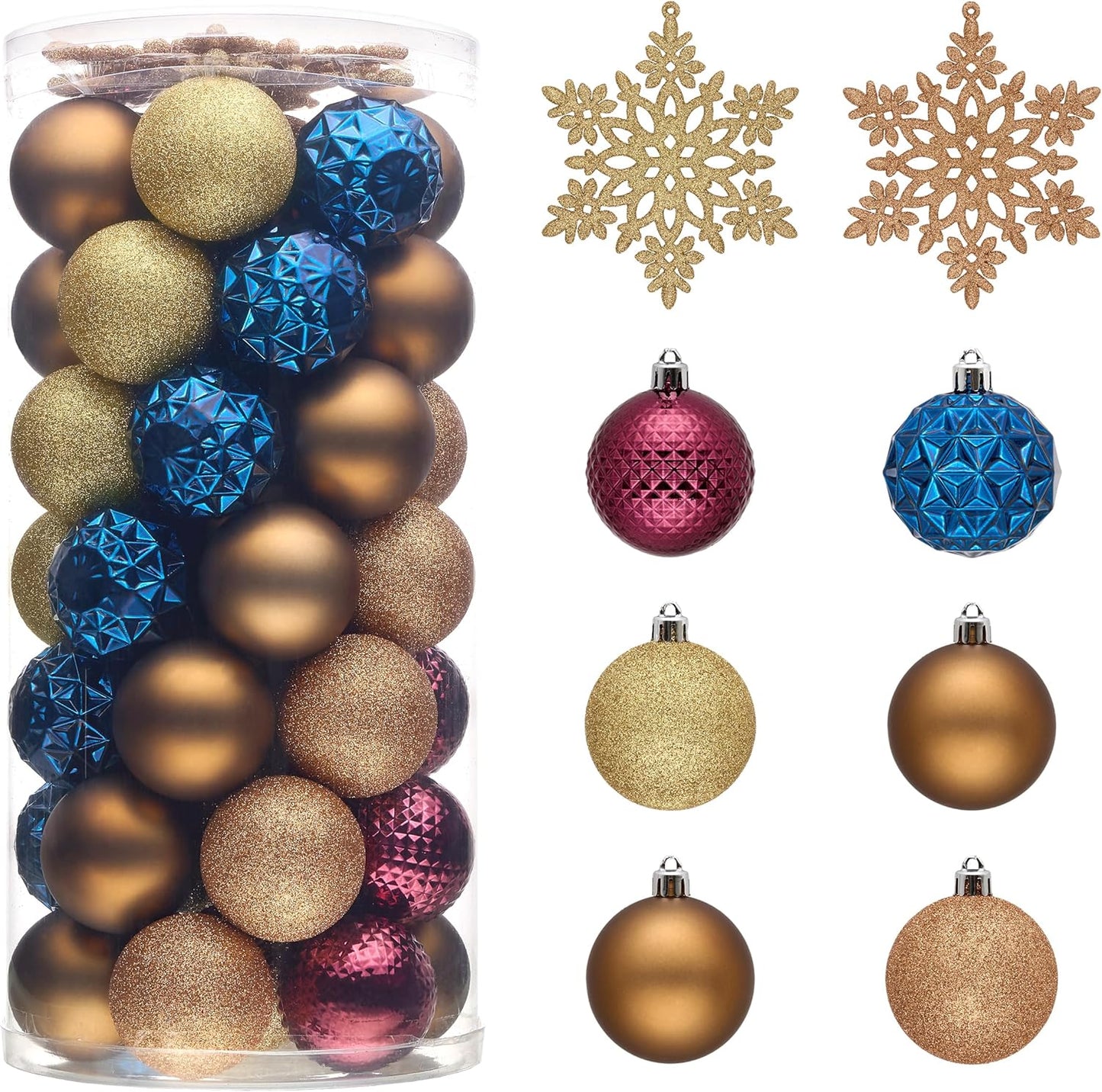 Valery Madelyn Christmas Tree Decorations Ornament Set for Fall Halloween, 50ct 2 Inches Bronze Copper Purple Shatterproof Christmas Ball Ornament Hanging Xmas Holiday Party Decor