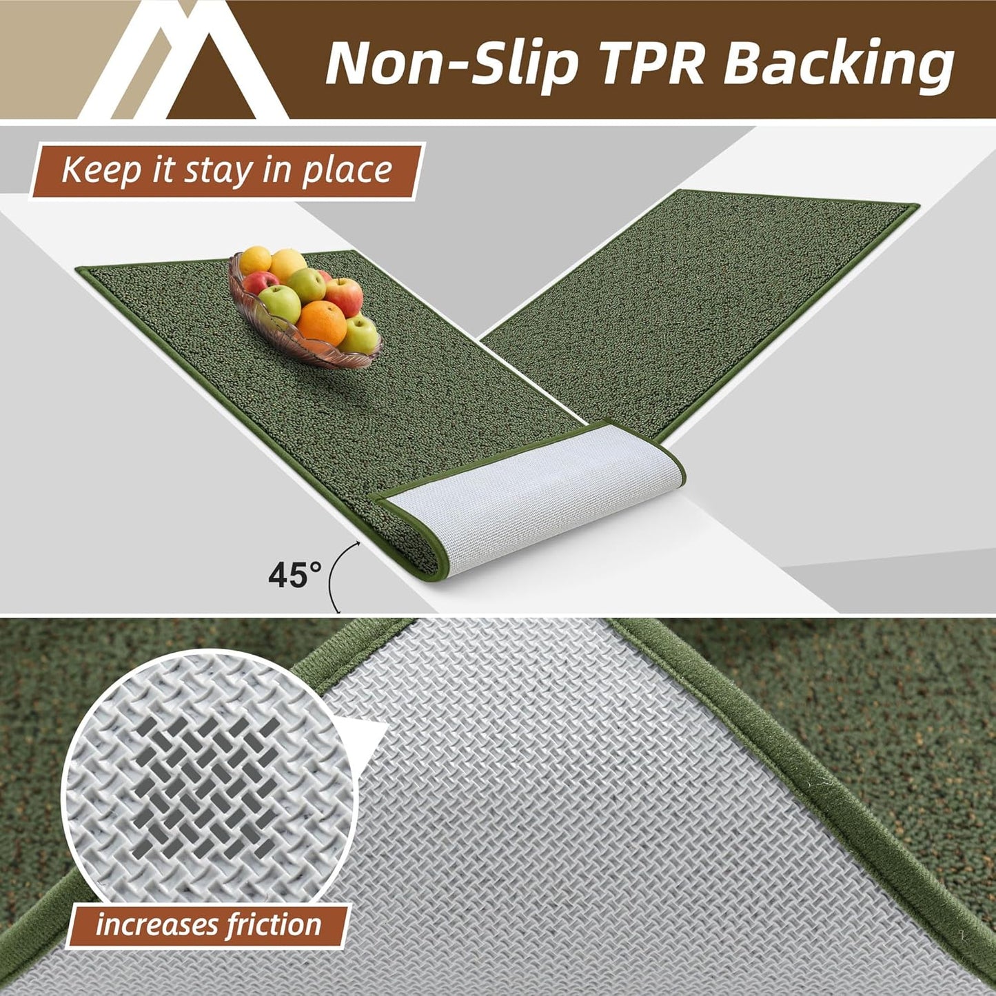 COSY HOMEER-Door-Mat 24"x36" Non Slip Absorbent Entryway Rugs Dirt Trapper Doormats Washable Entrance Mats Low Pile Welcome Floor Mat for Front Back Door and Entry Mats,Green