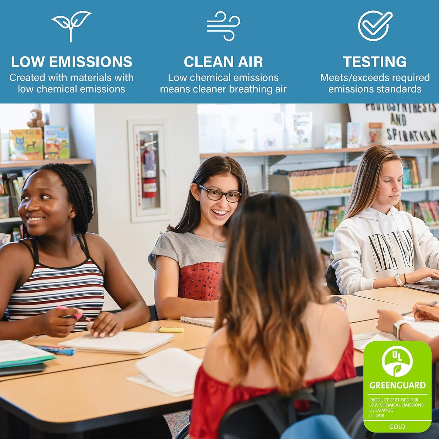 FDP Rectangle Activity School and Classroom Kids Table (30 x 72 inch), Chunky Toddler Leg, Adjustable Height 15-24 inches - Gray Top and Black Edge