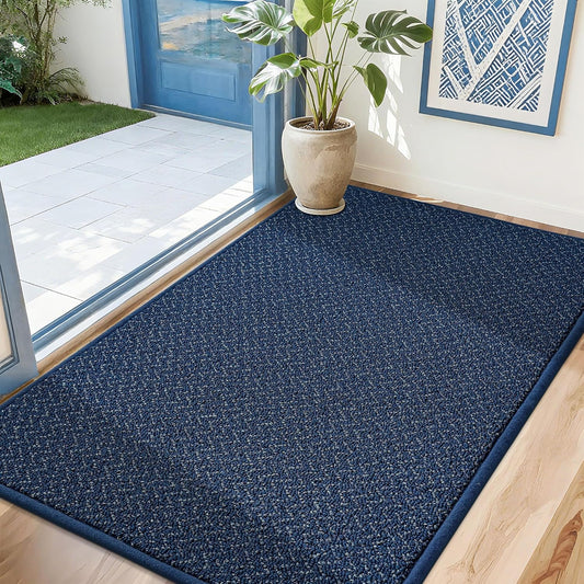 COSY HOMEER-Door-Mat 32"x48" Non Slip Absorbent Entryway Rugs Dirt Trapper Doormats Washable Entrance Mats Low Pile Welcome Floor Mat for Front Back Door and Entry Mats,Navy Blue