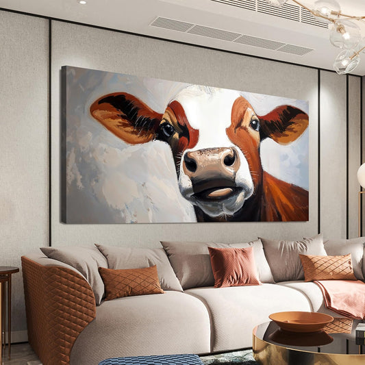 Canvas Wall Art Decor Canvas Large Abstract Living Room Decor Wall Highland Cow Black And White Wall Art Modern Abstract Wall Art Canvas Print Work For Home Kitchen Office Wall Decor 24" X 48"