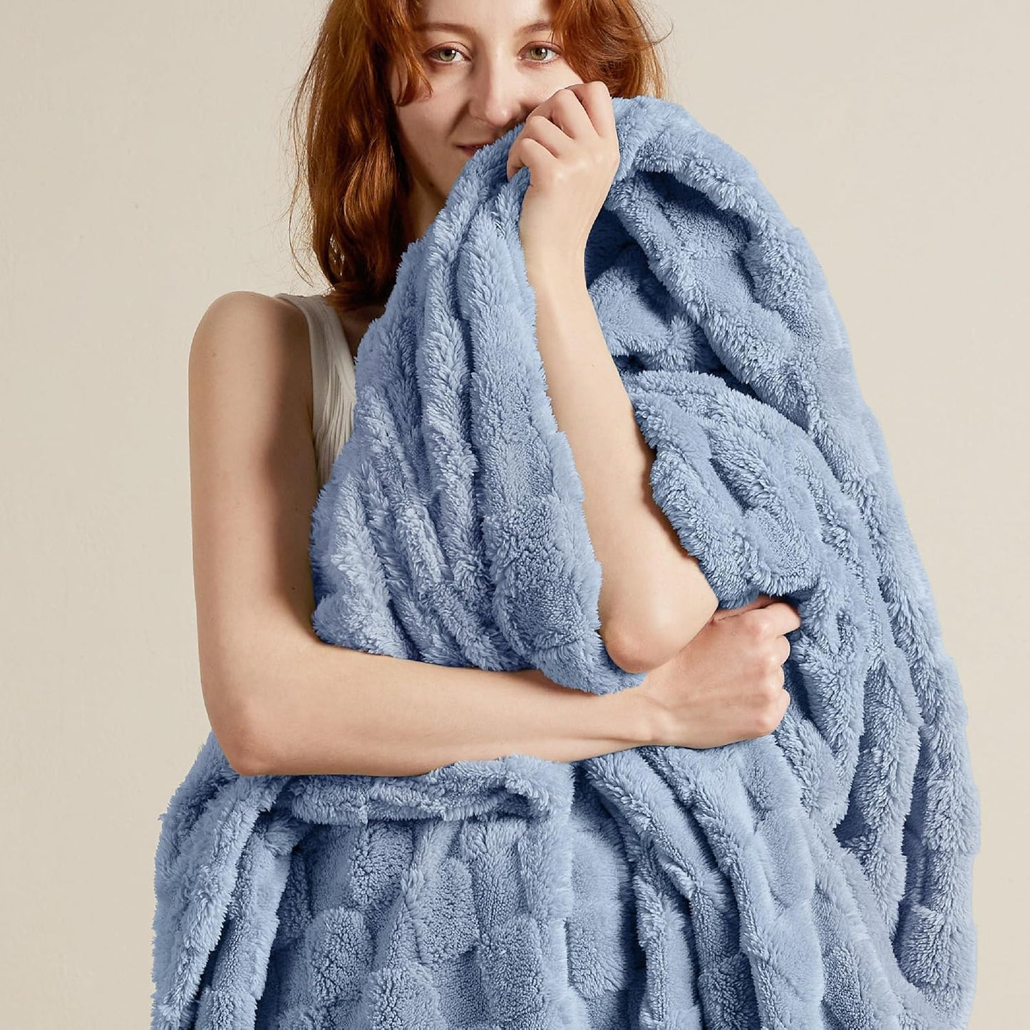 Bedsure GentleSoft Full Size Blankets for Bed Ashley Blue - Super Soft Cozy Fleece Blanket for Women Men Girls, Large Fuzzy Throws for Bedroom Decor, 84x90 Inches