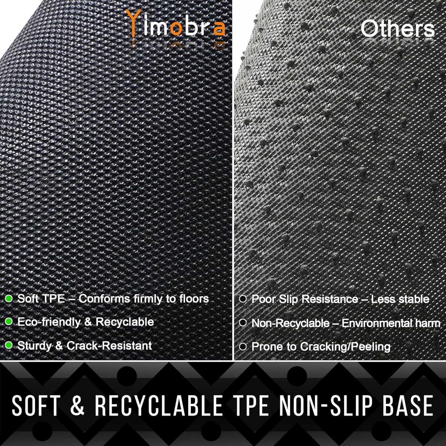 Yimobra Door Mat Outside Entrance, All-Season Front Outdoor Mats, All-Weather Welcome Doormat, Natural Rubber, Stain and Fade Resistant, Low Profile, Easy Clean Patio Porch Mat, 47x24, Black Gray