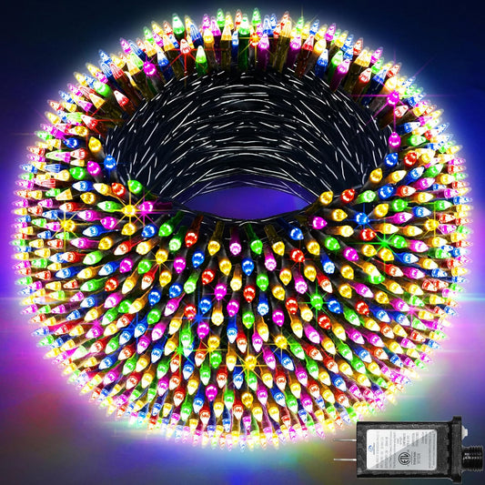 1500 LED 492FT Christmas Lights Outdoors, Green Wire LED String Lights with Timer Memory, Christmas Tree Lights for Indoor Outdoor Christmas Decorations Party Xmas Wedding Garden Patio (Multicolor)