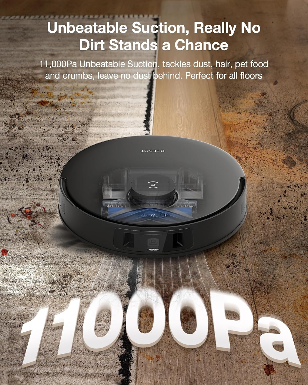 ECOVACS DEEBOT T30S PRO Robot Vacuum and Mop, 11000Pa, TruEdge Adaptive Edge Mopping, ZeroTangle Technology, AI Instant Re-mop, Self-Emptying & Refilling, AI Obstacle Avoidance
