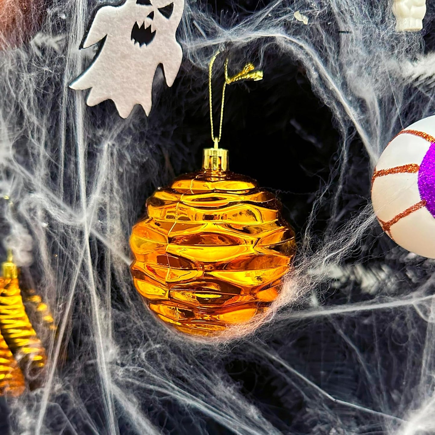 XmasExp 24ct Christmas Ball Ornaments Set Yellow Shatterproof Xmas Tree Hanging Decorations Perfect for Fall Thanksgiving Holiday Decor (Orange, 2.36")