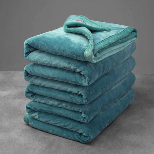 Mellowdy Extra Thick Hearty Plush Flannel Blanket (Deep Turquoise, 60x80) - 500GSM Twin Size Warm Blanket for Winter, Fall | Soft, Fluffy, Cuddly, Perfect for Bed, Oversized Throw for Couch, Sofa