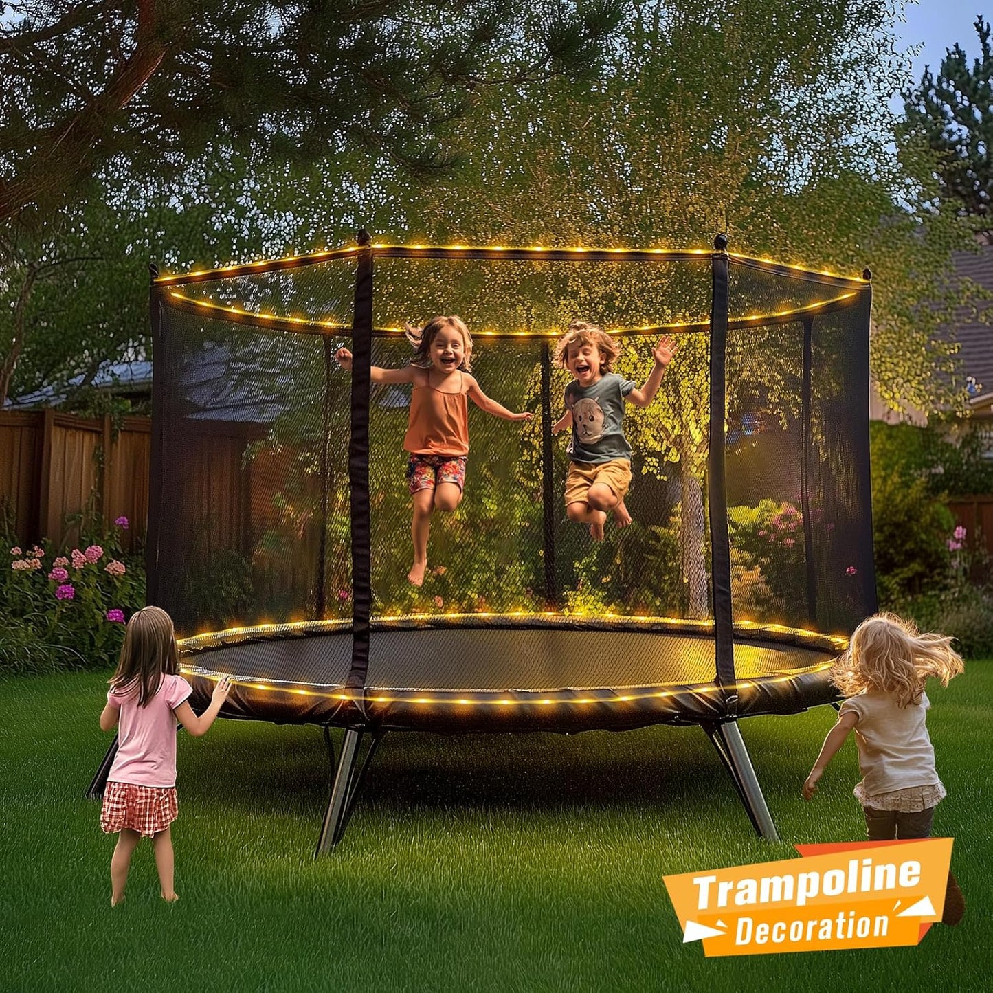 JMEXSUSS 100 LED Solar Rope Lights Outdoor Waterproof, 33ft IP65 Waterproof Solar Trampoline Lights, 8 Modes Solar String Lights for Outside Camping Tent Trampoline