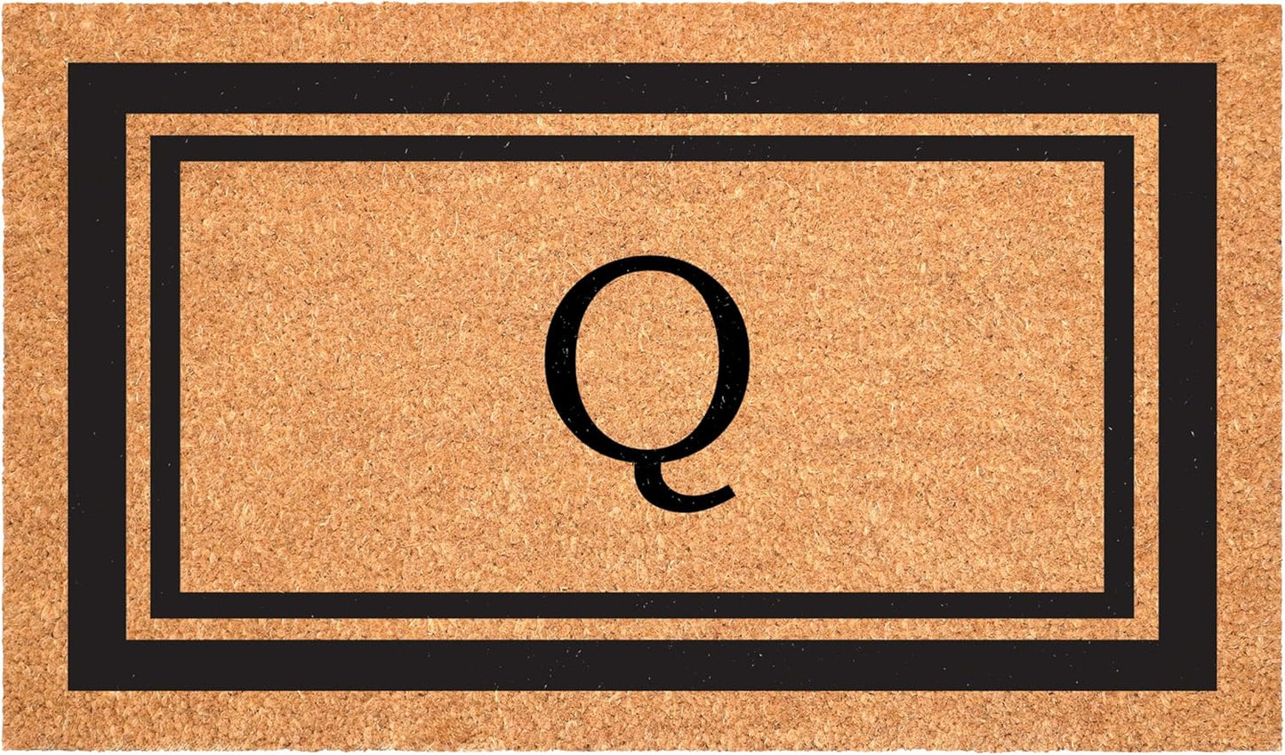 Calloway Mills 152961830Q Black Border 18" x 30" Monogram Doormat, (Letter Q)