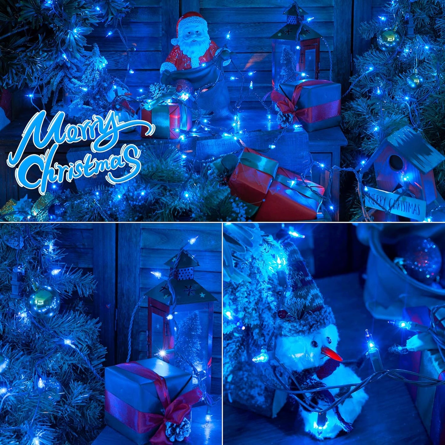 Hopolon Blue Christmas Lights, 13Feet 50Count UL Certified String Light, Pack of 2 Sets Incandescent Mini Lights for Indoor Outdoor Christmas Tree Garland Halloween Party Festival Decor,Blue