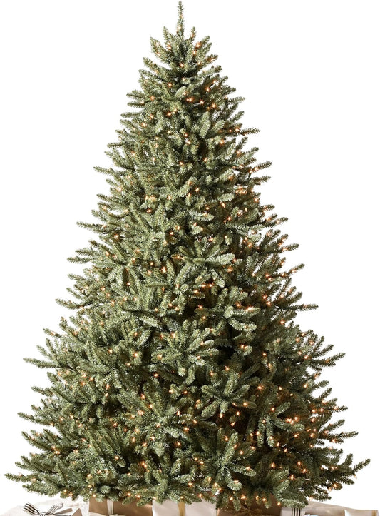 Balsam Hill 9ft Pre-Lit Classic Blue Spruce - Artificial Christmas Tree with 1500 Clear Incandescent Lights, Easy Plug Technology, Premium Stand & Storage Bag for Indoor Holiday Decorating