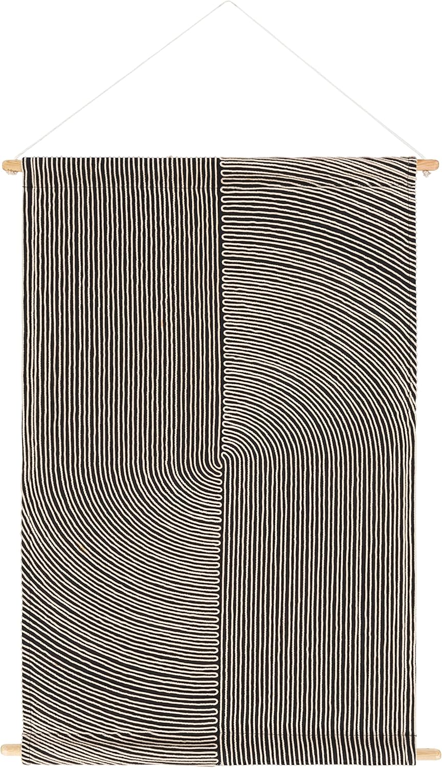 Mark&Day Wall Art, Gerlos Modern Farmhouse Black Macrame Tapestry Wall Hanging for Living Room, Bedroom, Office or Kitchen (36"H x 24"W)