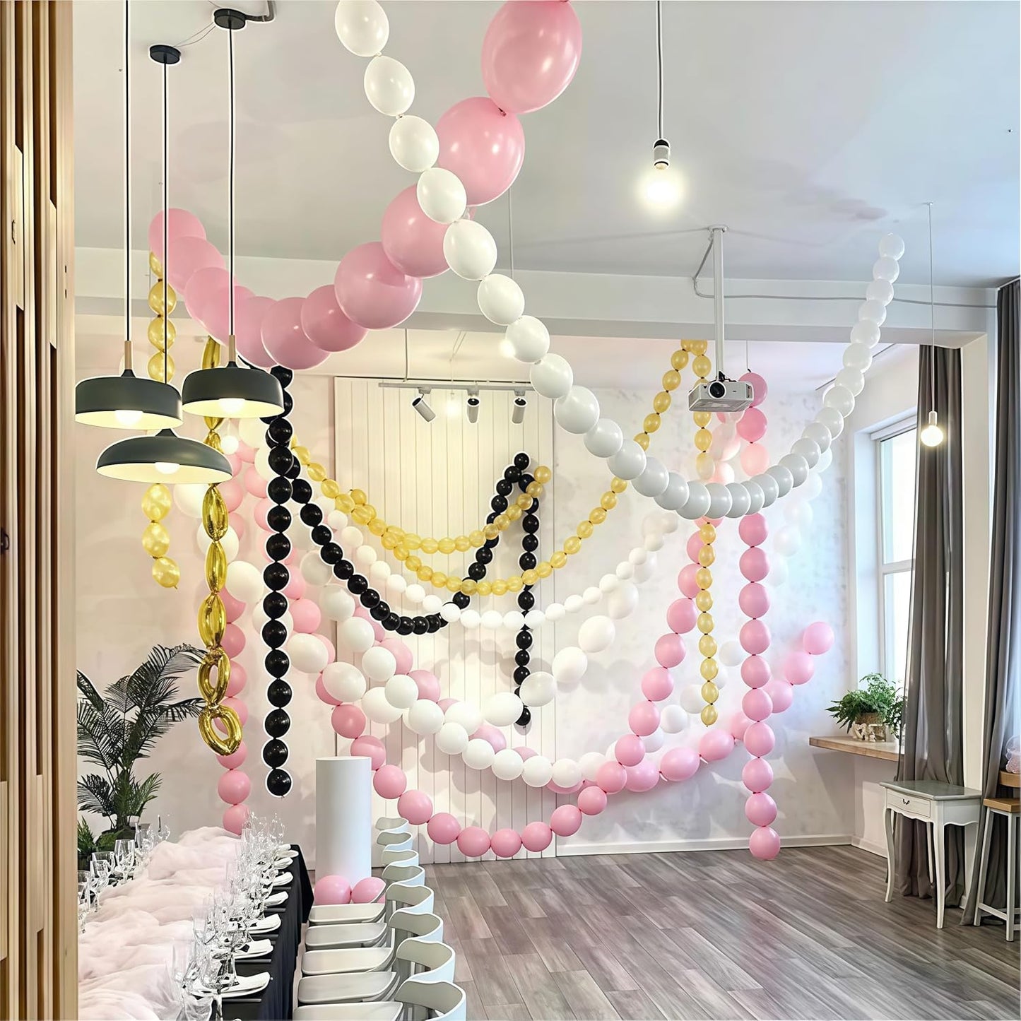 Pastel Pink Linking Balloons, 100PCS 6 Inch Small Baby Pink Link Balloons for Making Balloon Wall Heart Arch, Quick Linked Balloon for Girls Wedding Birthday Baby Shower Valentine's Party Decorations