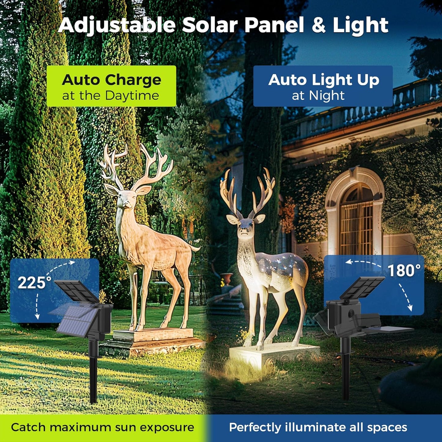 Solar Spot Lights Outdoor Waterproof for Flag, Tree, House, Garden, Yard, Landscape Spotlights for Accent Uplighting Decorations-6 Pack, Natural Light