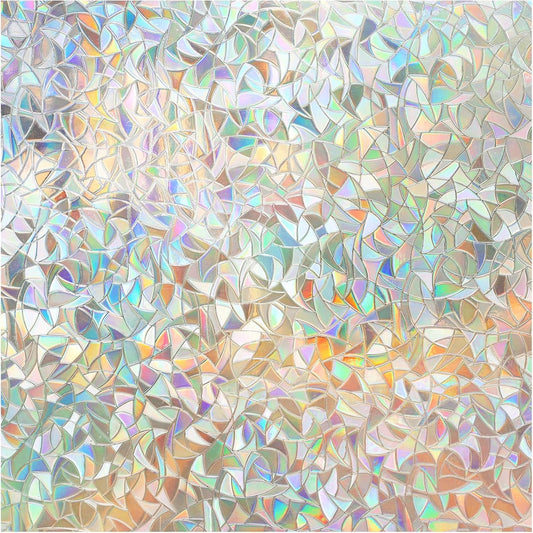 DOWELL Window Privacy Film, Rainbow Window Film, Decorative Stained Glass Clings, Static Cling Door Sticker, Non-Adhesive 3D Decals for Home UV Protection, 17.5 x 78.7 inches