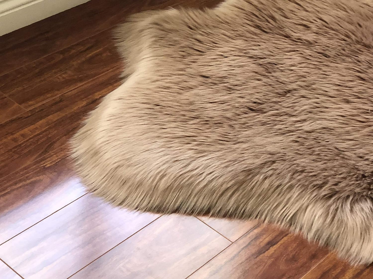LAMBZY Faux Sheepskin Hypoallergenic Free Shape Silky Shag Rug, Luxury Shaggy Silky Plush Carpet for Bedrooms Rugs Living Room Kids Rooms Sofa Floor Rugs (Double 2'x6', 60x180cm Camel)