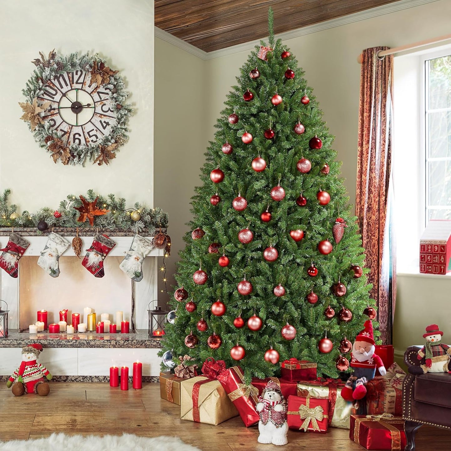 Yaheetech 7.5ft Premium Unlit Douglas Full Fir Christmas Tree with Foldable Stand Extra Thick Xmas Tree for Home Party Holiday Decoration with 2326 Branch Tips