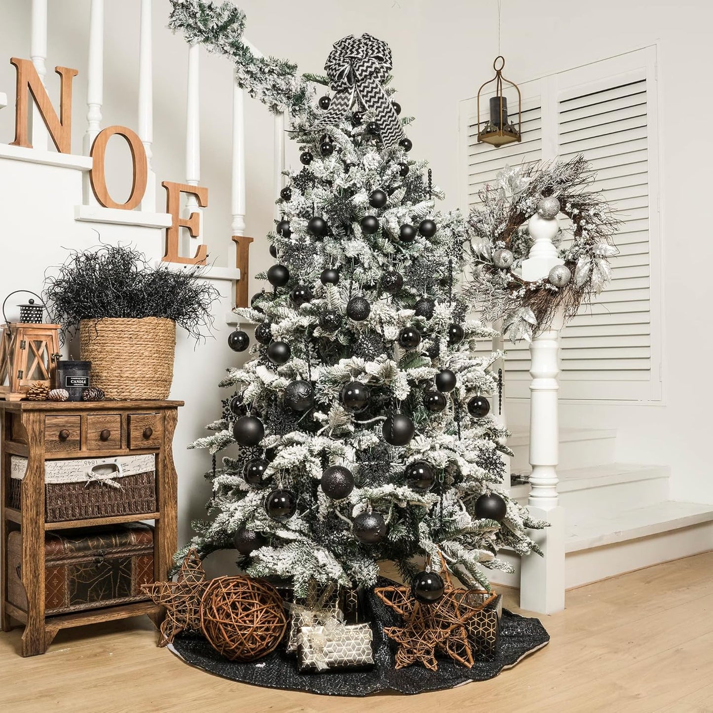 Black Christmas Ball Ornaments for Christmas Trees Decorations - 41 Pieces Halloween Tree Shatterproof Ornaments with Hanging Loop for Holiday and Halloween Decorations