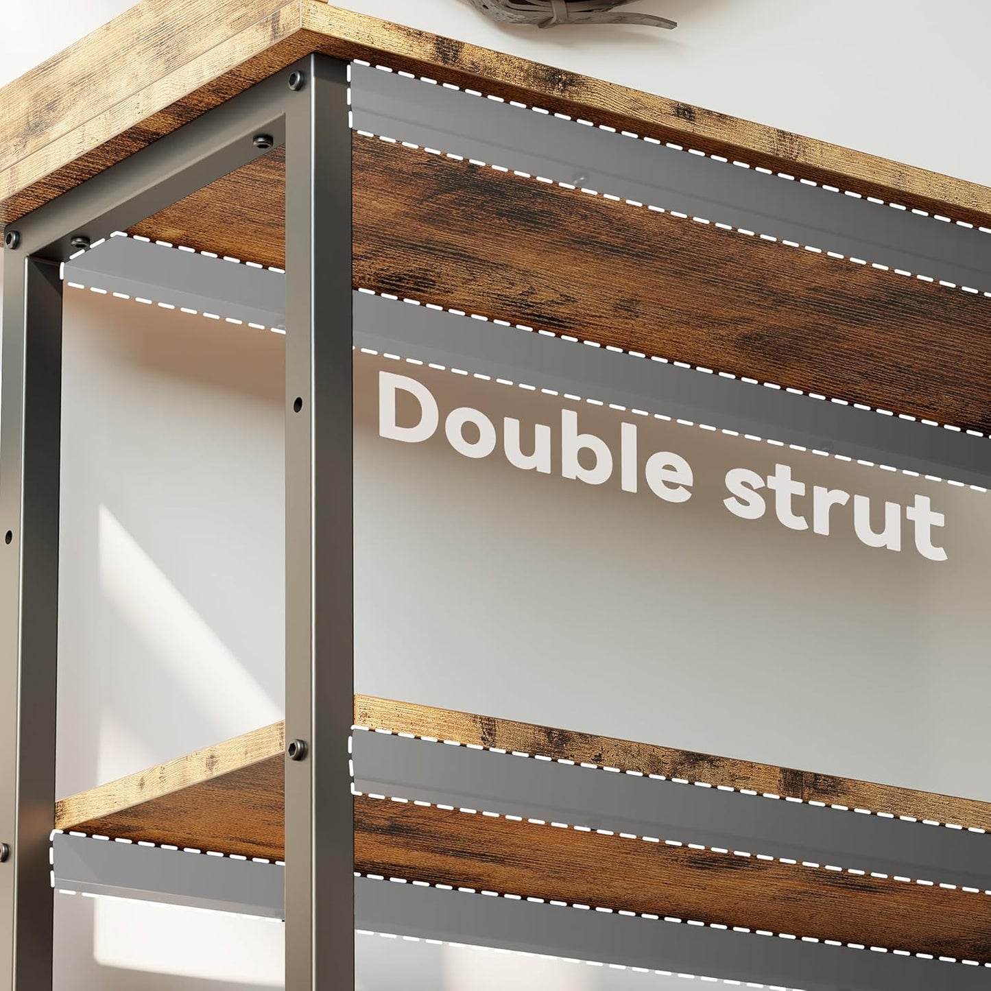 IRONCK Console Table, Sofa Table with Power Outlet, Farmhouse Hallway Table for Entryway, Living Room, Height Adjustable, Easy Assembly, Rustic Brown,32"