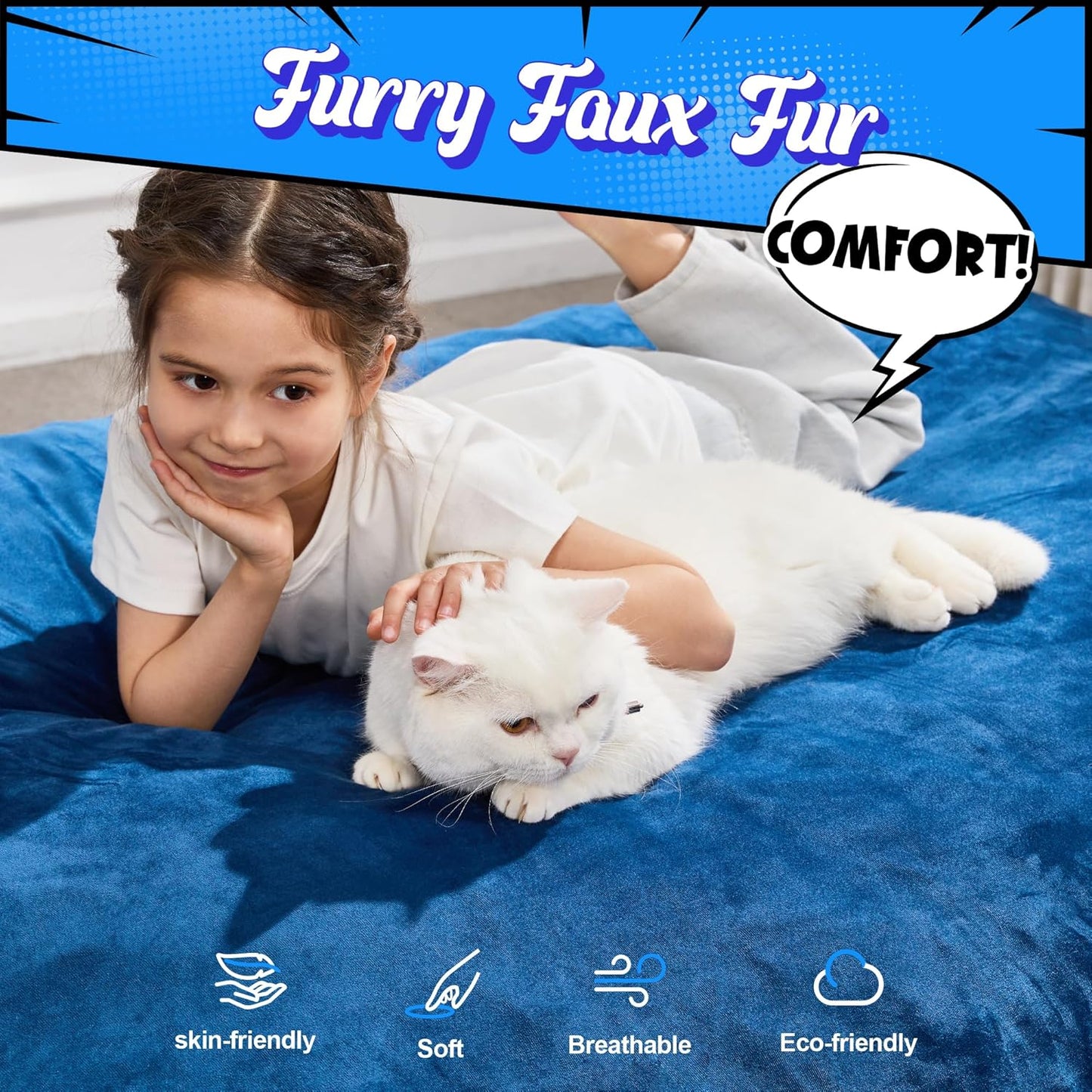 Hobestluk 3 in 1 Bean Bag Chair Giant Bean Bag Chairs for Adults with Velvet Cover Convertible Bean Bag Floor Cushion with Machine Washable Cover for Living Room (Velvet Blue)