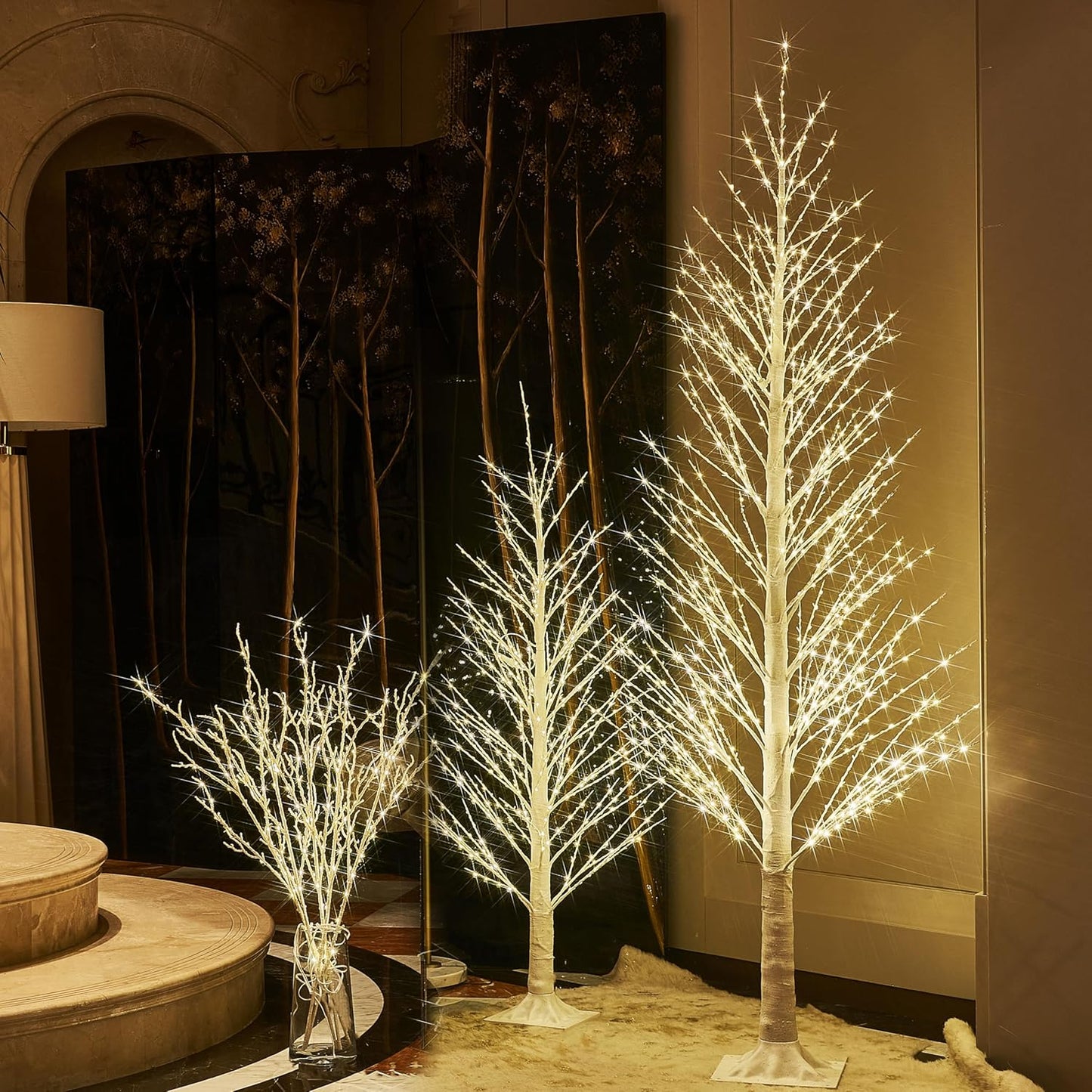 Fudios Lighted White Tree Willow 4FT 450 LED Fairy Lights, Christmas Artificial Tree Lights Plug in for Indoor Outdoor Holiday Decoration