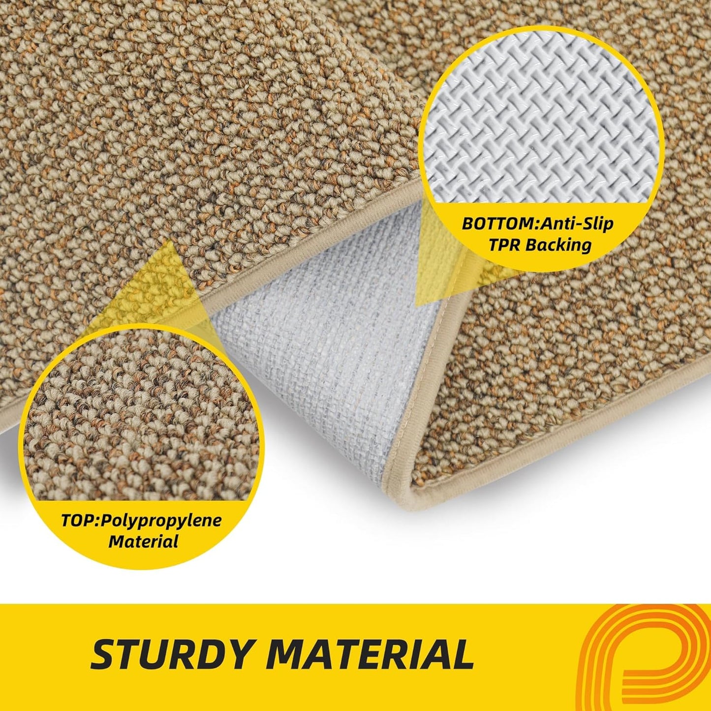 JSEI Dirt Trapper Door Mat 24"x60" Non-Slip Washable Entrance Mat, Dog Doormats, Absorbent & Fade-Resistant Floor Mats, Low Profile Welcome Mats for Entryway, Front Door, and Inside Entrance, Beige