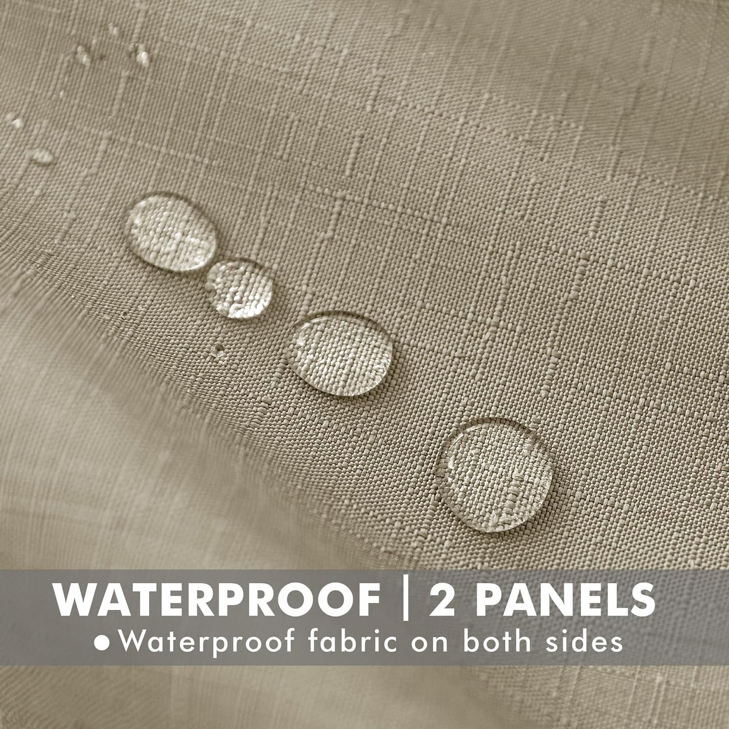 HolidayIdeas 2 Panels Linen Outdoor Curtains for Patio Waterproof Taupe Curtains 54"x 95"-Outside Curtains Weatherproof, Privacy, Textured for Pergola, Porch, Cabana, Gazebo