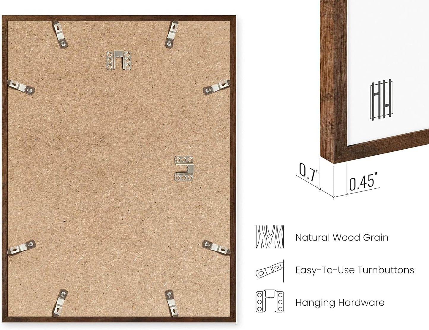 Haus and Hues Photo Frame Set - Set of 6 Picture Frame Set, Bulk Picture Frames, Frame Collage for Wall, Gallery Wall Collage Picture Frames for Wall Picture Frame Pack (Three 8x10, Three 11x14 Walnut)