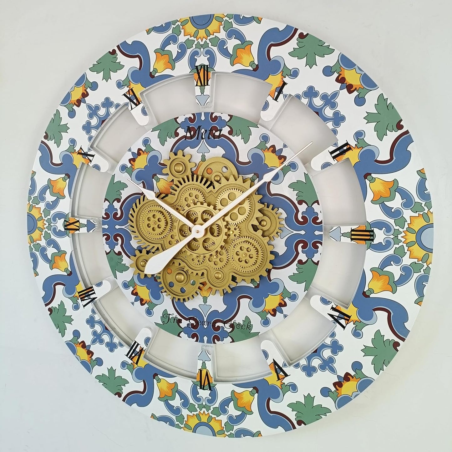 The Gears Clock Wall Clock Italy Collection with Moving Gears (Meta, 36 inch Round)