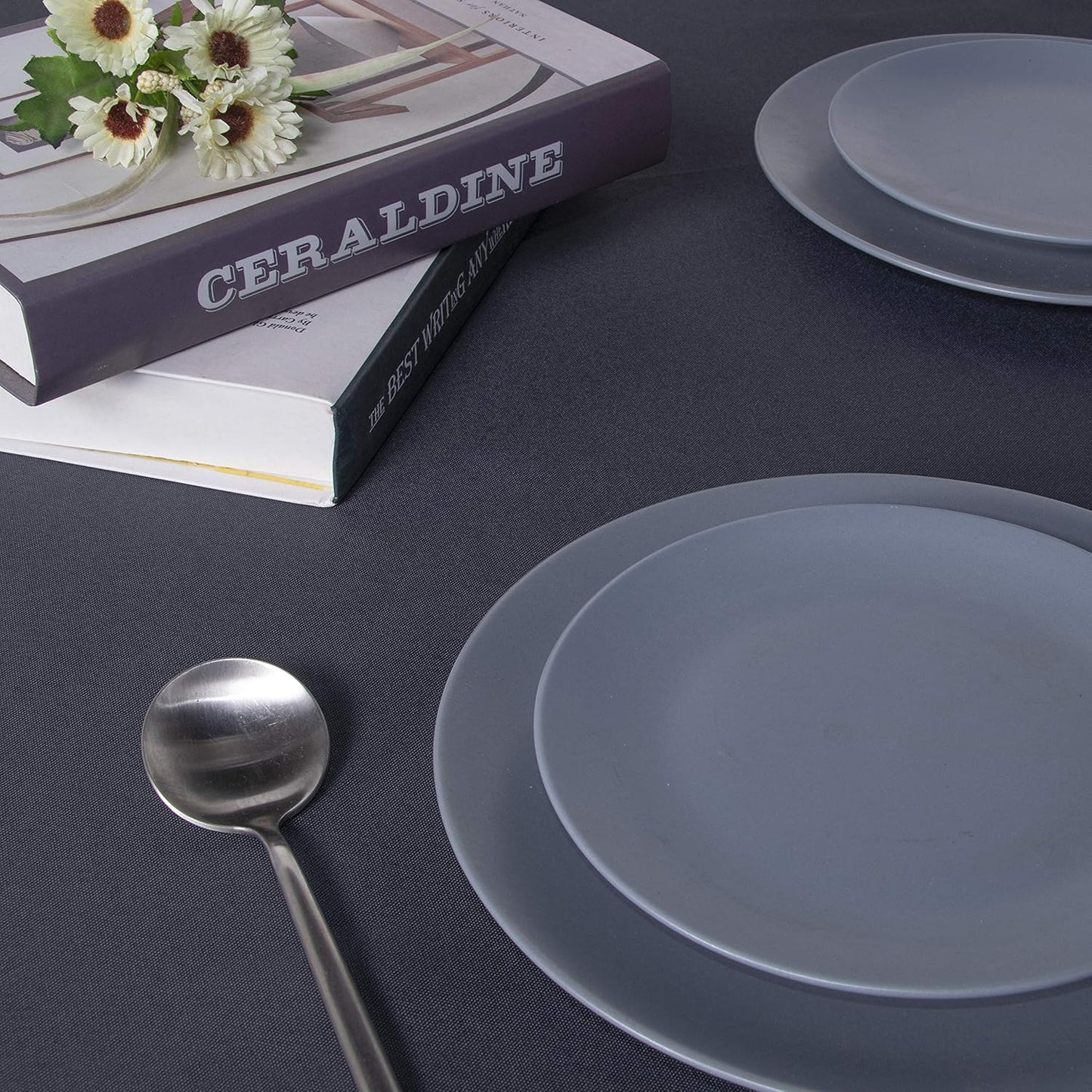 sancua Rectangle Tablecloth - 54 x 78 Inch - Stain and Wrinkle Resistant Washable Polyester Table Cloth, Decorative Fabric Table Cover for Dining Tables, Buffet Parties and Camping, Grey