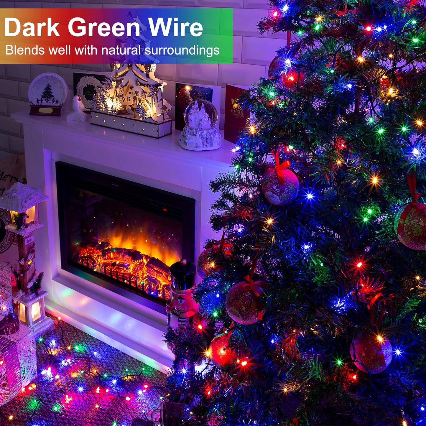 800 LED Christmas Tree Lights, 262FT String Lights for Outdoor Indoor, Waterproof 8 Modes Plug in Christmas Decorations Green Wire for House Patio Party Holiday Decorations, Multicolor