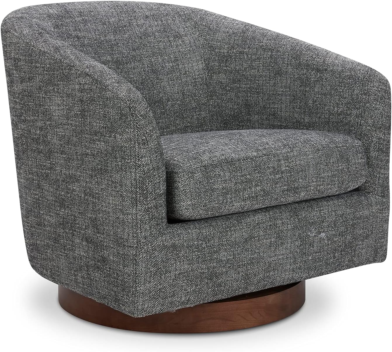 CHITA Swivel Accent Chair, FSC Certified Upholstered Fabric Barrel Chair for Living Room, Fully Assembled, Dark Grey