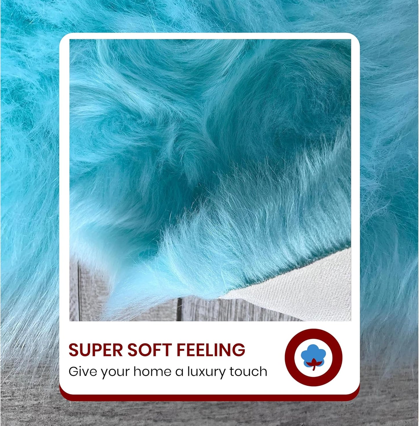 LAMBZY Faux Sheepskin Super Soft Hypoallergenic Free Shape Silky Shag Rug, Luxury Shaggy Plush Carpet for Bedrooms Living Kids Room Sofa Rugs (Blue, Sexto 6 Pelts 6'x6')