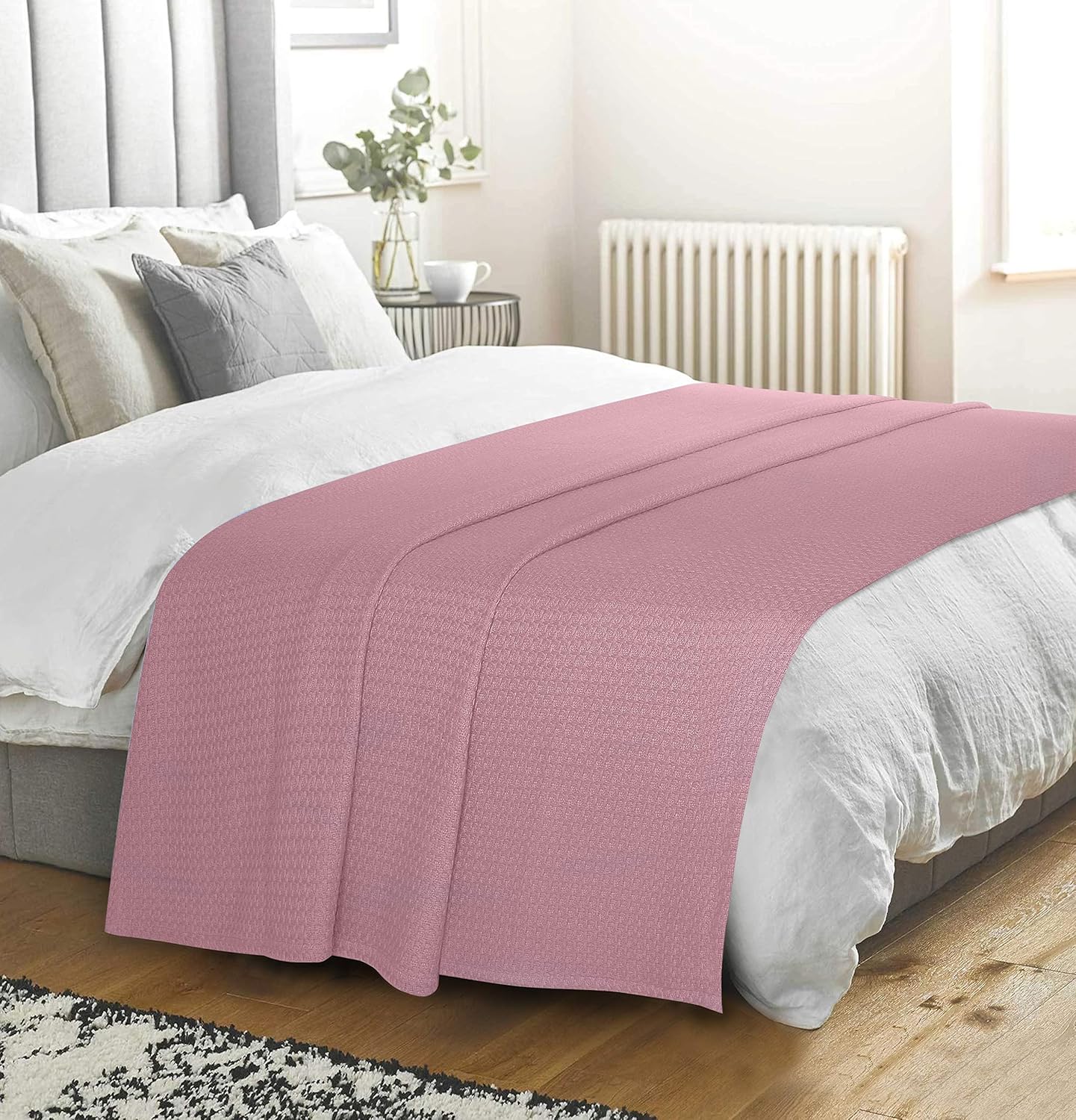 BELIZZI HOME 100% Cotton Bed Blanket, Breathable Bed Blanket Twin Size, Cotton Thermal Blankets Twin, Perfect for Layering Any Bed for All Season, Purple