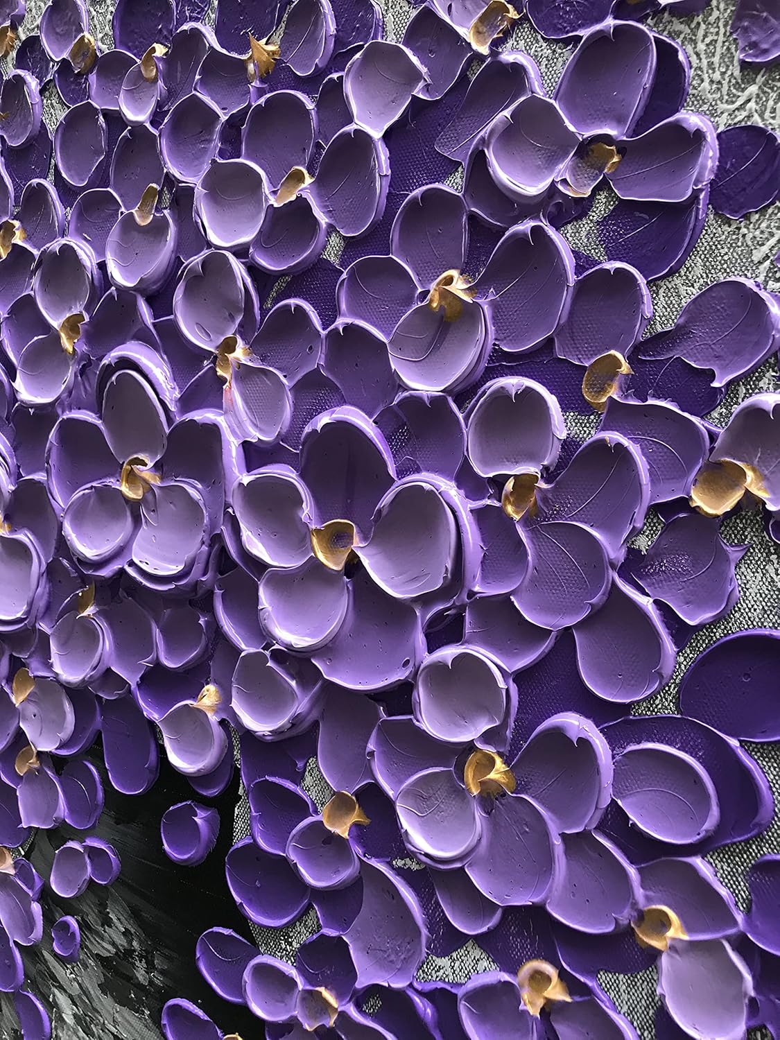 24x24 Hand-Painted Purple Flowers 3D Abstract Decorative Paintings, Wall Decorative Frame Wall Art, Modern Art Living Room Bedroom Office Hotel and Restaurant Wall Art