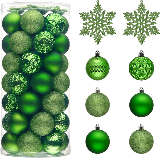 Valery Madelyn Christmas Tree Decorations Ornament Set for Fall Halloween, 50ct 2.36 Inches Lime Green Shatterproof Christmas Ball Ornaments Hanging Xmas Holiday Party Decor