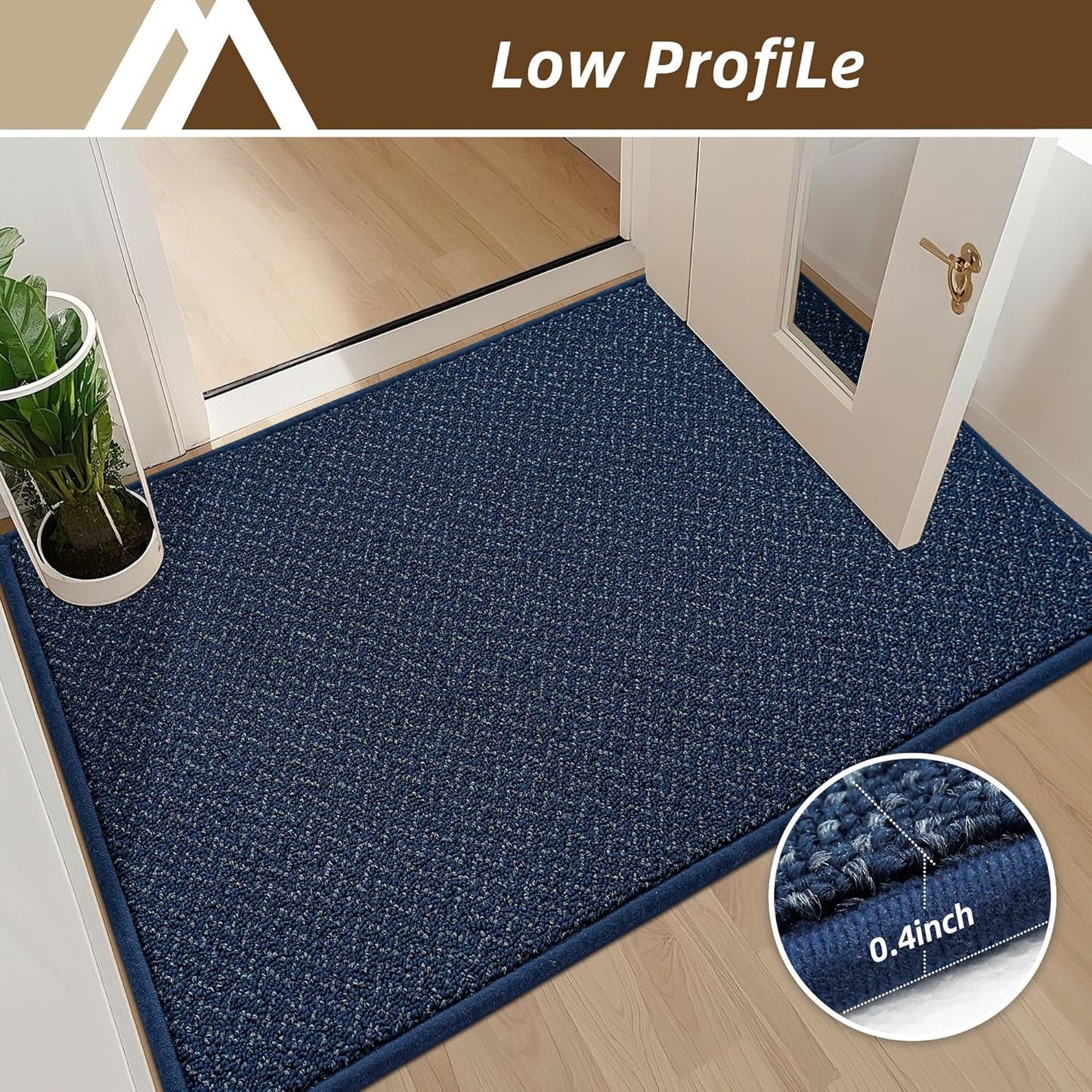 COSY HOMEER-Door-Mat 36"x60" Non Slip Absorbent Entryway Rugs Dirt Trapper Doormats Washable Entrance Mats Low Pile Welcome Floor Mat for Front Back Door and Entry Mats,Navy Blue