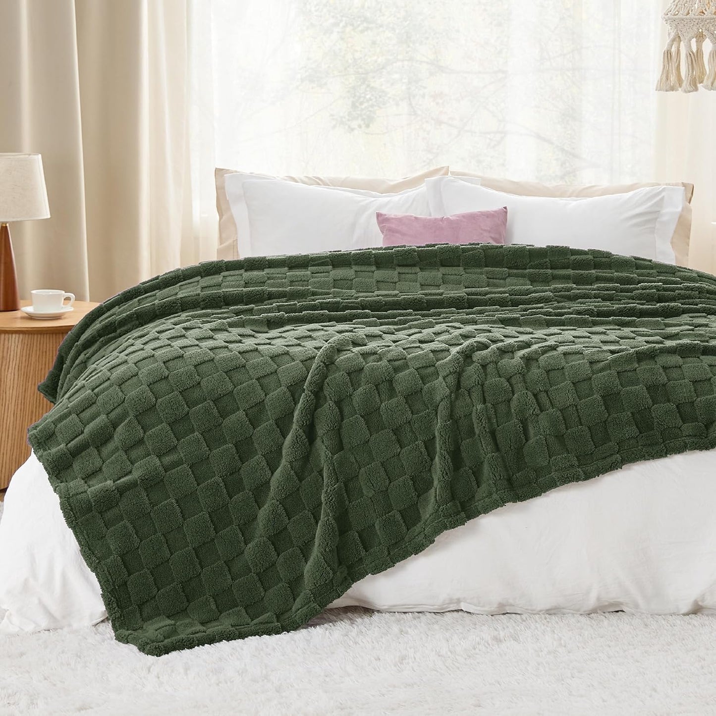 Bedsure GentleSoft Blankets Queen Size for Bed - Super Soft Cozy Blanket for Women Men Girls, Large Fuzzy Fleece Throw for Bedroom Decor, Bronze Green, 90x90 Inches