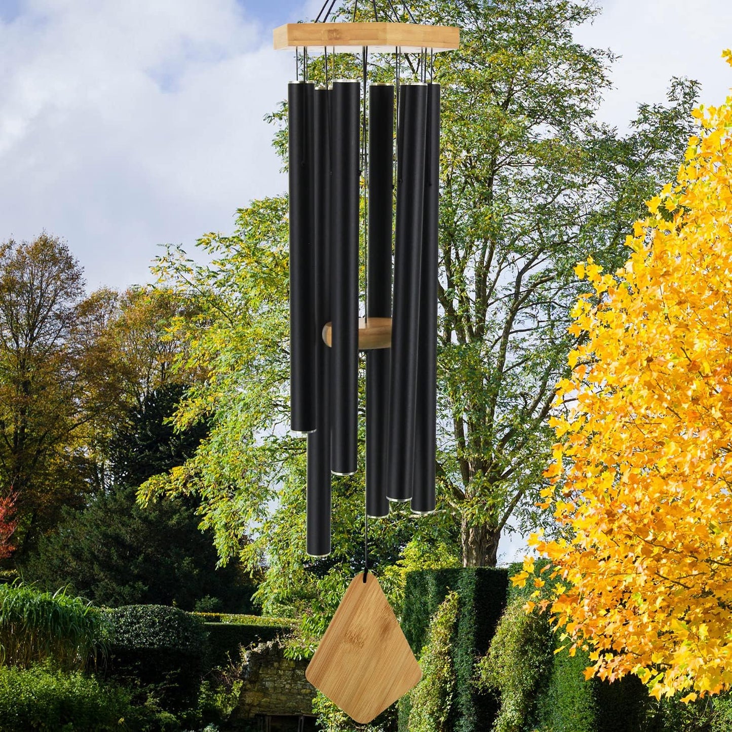 Wind Chimes Outdoor Large Deep Tone, 36 Inches Sympathy WindChimes Outdoor Memorial Windchime for Mom/Housewarming/Christmas, Black Wind Chime for Outside Garden, Patio, Home Decor