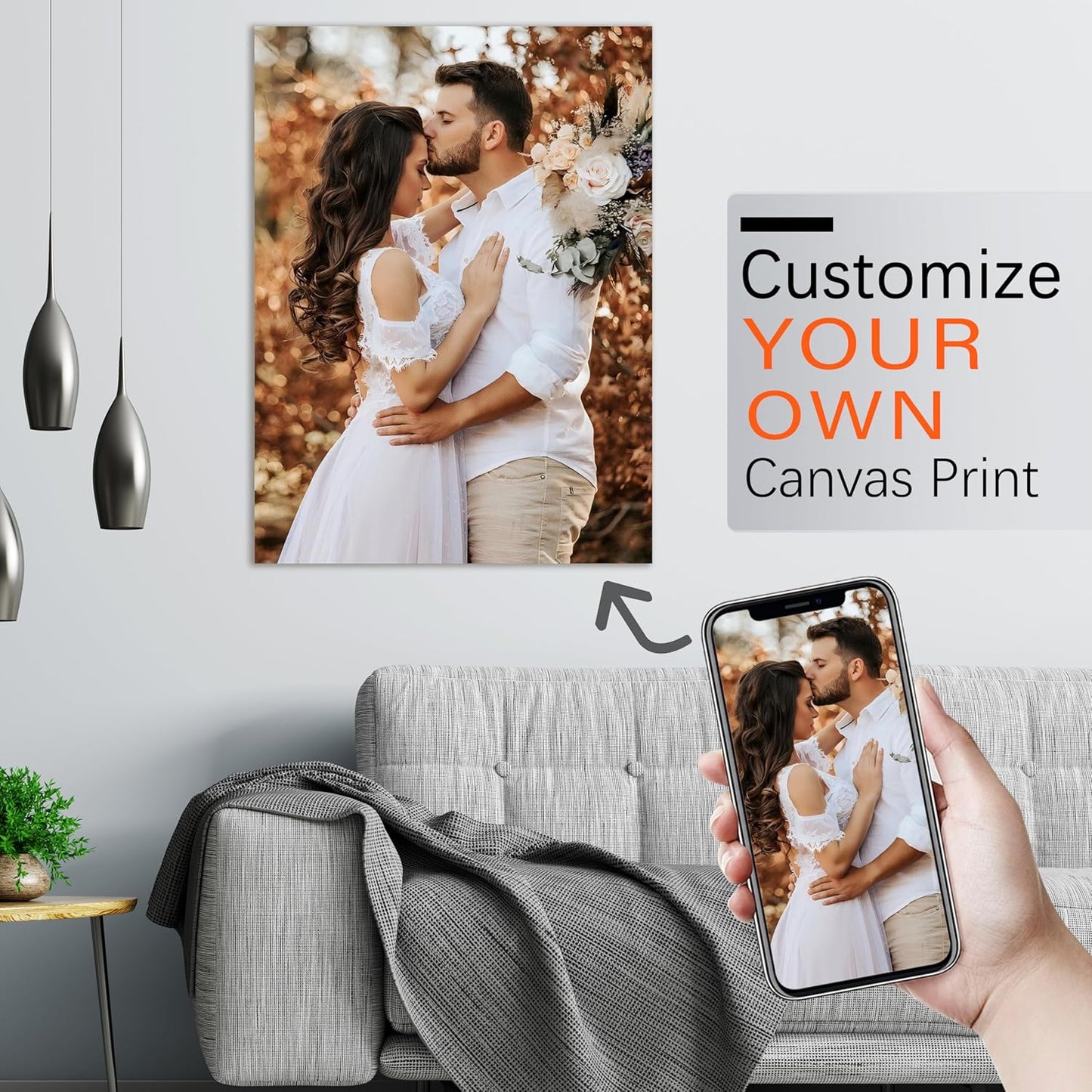 YUNART Ship Next Day - Custom Canvas Prints with Your Photos, Personalized Canvas with Pictures Print for Wall Art Bedroom, Customized Photo Gifts for Couple Men Women Mom Baby Dog Family - 16"x20"
