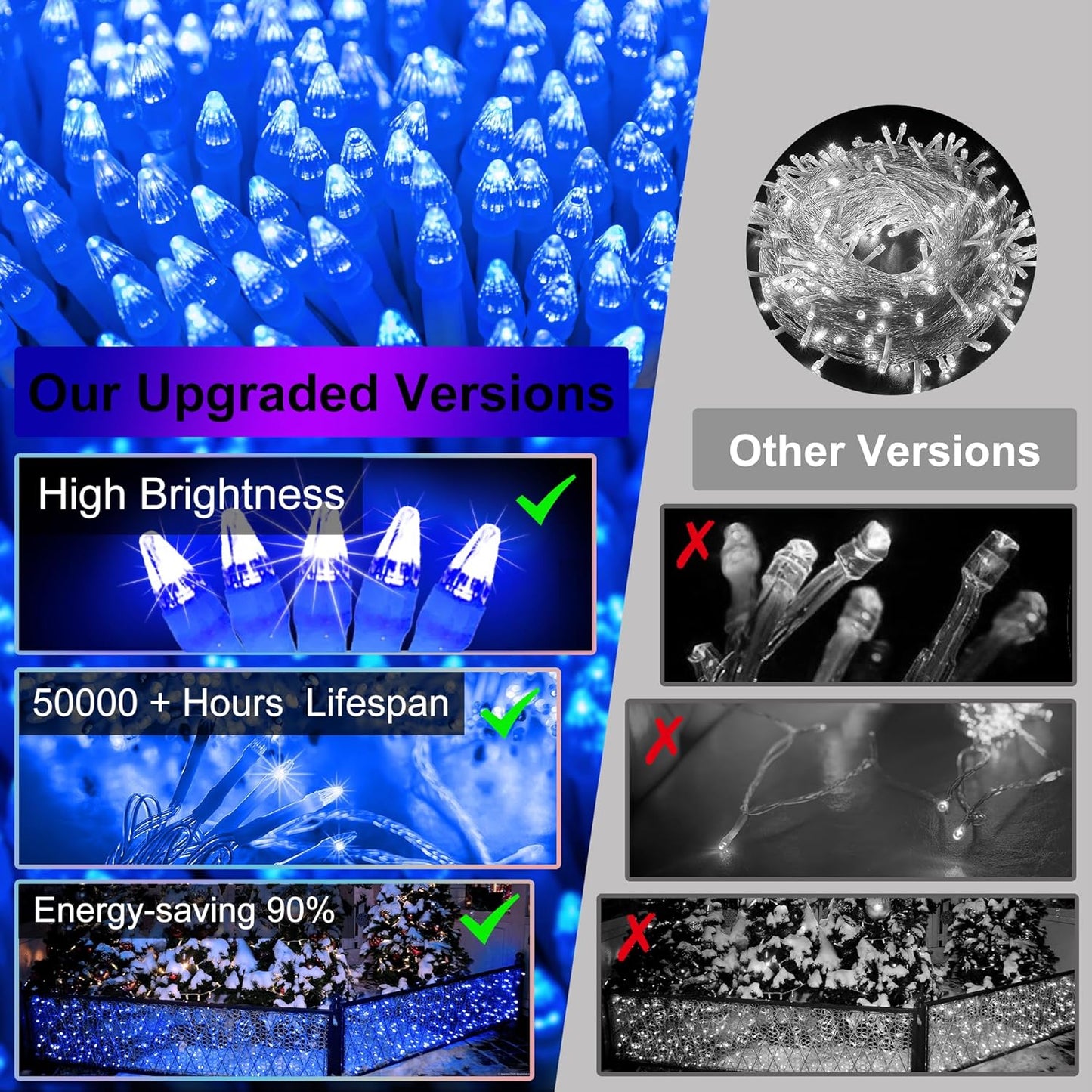 1332 LED 132FT Christmas Lights with 296 Drops, 12 Modes Dimmable Blue Outdoor Hanging Lights with Timer Memory, Waterproof Curtain Lights for Home Bedroom Yard Indoor Tree Window Roof Fence Wedding