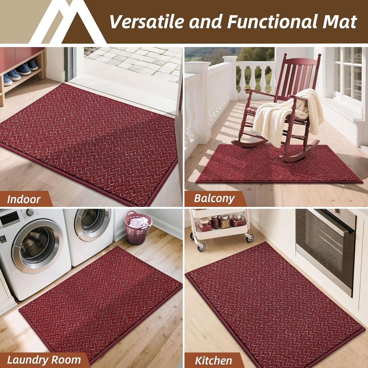 COSY HOMEER-Door-Mat 20" x 32" Non Slip Absorbent Entryway Rugs Dirt Trapper Doormats Washable Entrance Mats Low Pile Welcome Floor Mat for Front Back Door and Entry Mats,Red