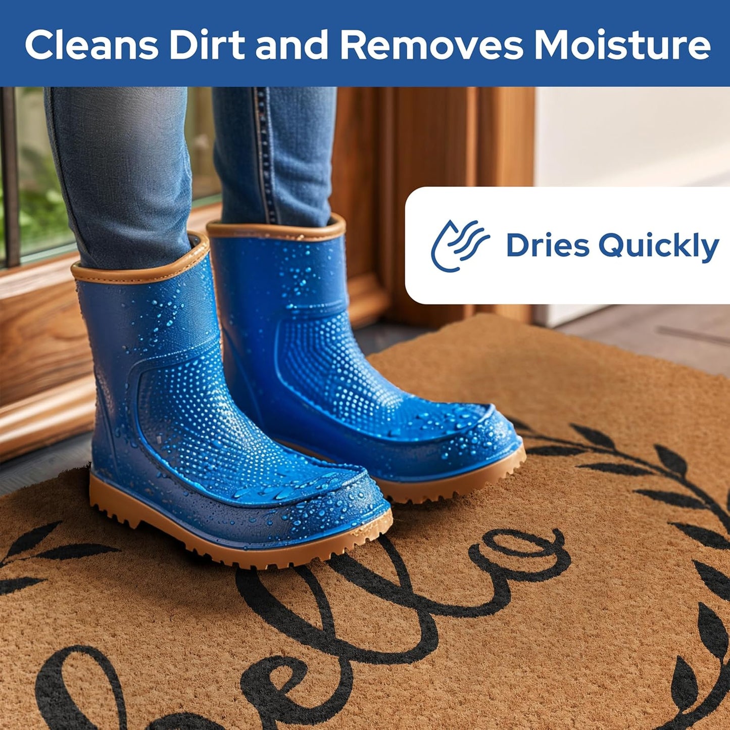 Barnyard Designs Natural Coco Coir Heavy Duty Backing Doormat - Large Cute Non-Slip Front Door Welcome Mat for Outside Entrance or Porch Entry, Brown (24x36, Hello)