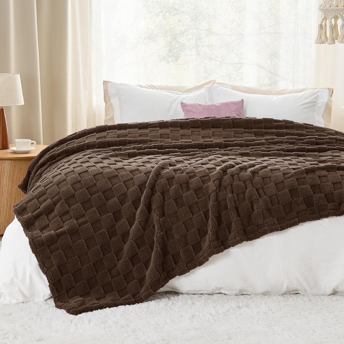 Bedsure GentleSoft Blankets Queen Size for Bed - Super Soft Cozy Blanket for Women Men Girls, Large Fuzzy Fleece Throw for Bedroom Decor, Dark Brown, 90x90 Inches