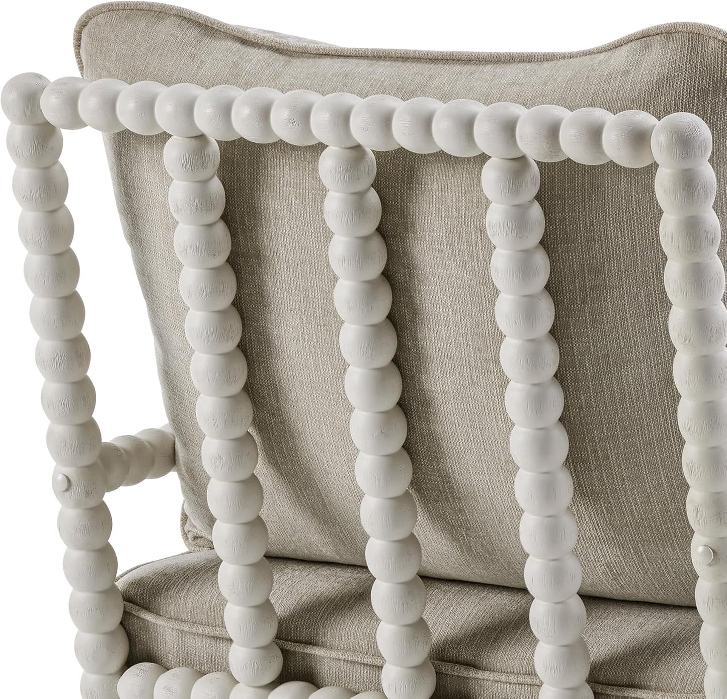 DUHOME Linen Fabric Spindle Accent Chair with Wood Frame,Spool Chairs with High Resilience Spring Cushion and Armrest Pads, Leisure Armchair for Living Room Bedroom Farmhouse Home Office Belcony